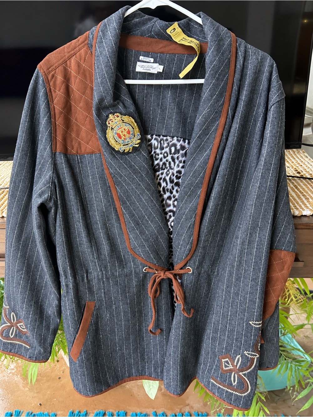 Tasha Polizzi Collection XL Western Equestrian wool Pinstripe Womens Blazer